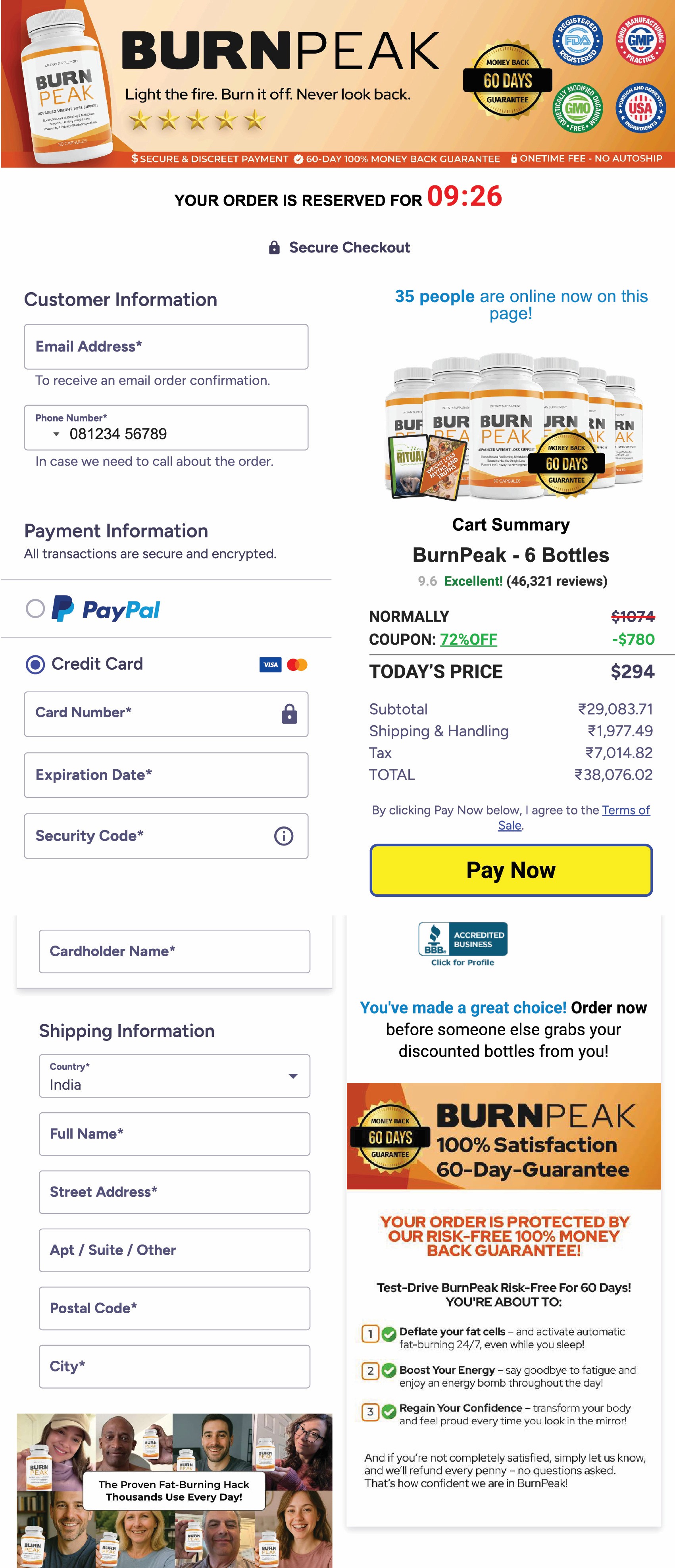 BurnPeak Checkout Page